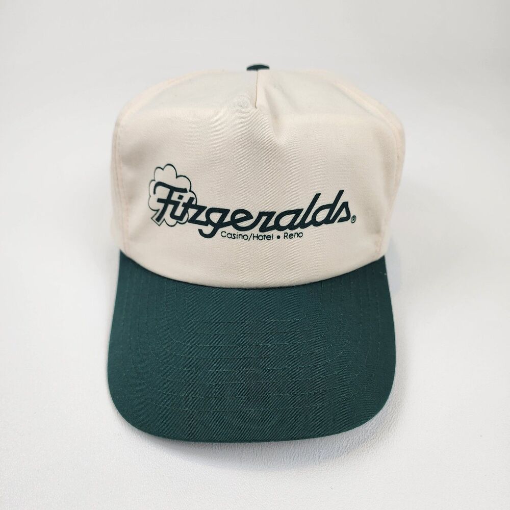 Vintage Fitzgeralds Casino Hotel Reno Hat NISSIN Snapback Cap Green White 80s 90